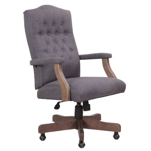 Boss Executive Commercial Grade Linen Chair, Slate Gray with Driftwood Finish Frame